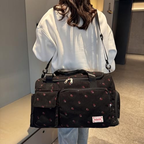 Image of Small Gym Bag for Women, Travel Duffle Bag Carry On Weekender Bag with Shoe Compartment