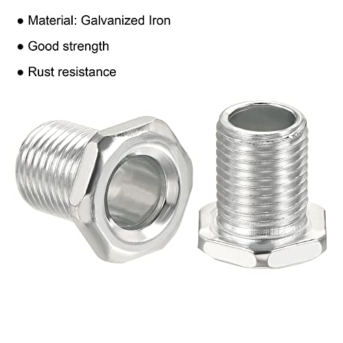 Image of MECCANIXITY Hex Bolt Screw 15mm Long M10 Thread Pipe Hexagon Countersunk Flat Head for Chandelier, Galvanized Iron Pack of 10