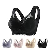 HUGGINS Haltungs-BHS für Frauen, Dotmalls dünner, drahtloser Spitzen-BH für Damen, Dotmalls Haltungs-BH, Weicher U-förmiger Rückenstütz-BH (L,Black)