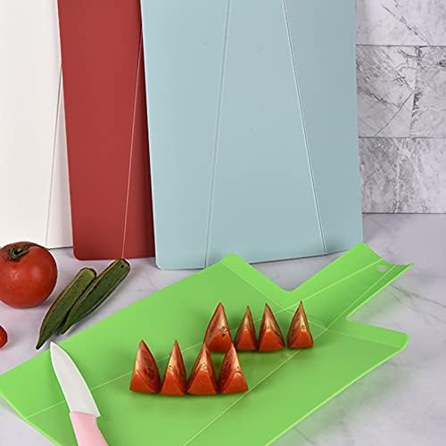 2 PCS Foldable Chopping Board Camping Plastic Folding Chopping Boards Anti-Slip Flexible Chopping Board for Meat, Vegetables, Fruit (White+Blue)