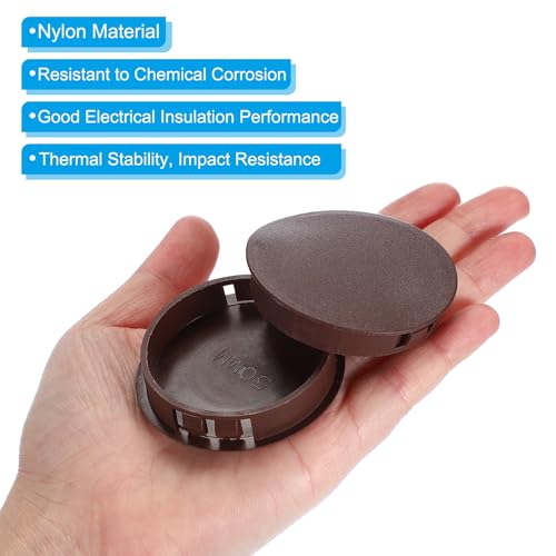 Image of PATIKIL 2 inch /50mm Plastic Hole Plugs, 20Pcs Flush Type Round Hole Plugs Cover Snap in Locking Hole Tube for Table Kitchen Cabinet Furniture, Dark Brown