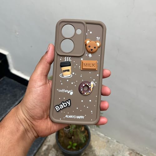 Image of Pikkme Back Cover for Realme P3 Ultra 5G | 3D Cartoon Silicone Case Cute & Fun Full Protective Bumper Cover (Brown)