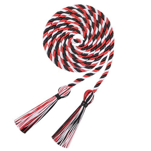 Image of Graduation Honor Cord 68 inch Grad Braided Honor Cords with Tassel Honor Rope Grad Cords for Graduation Students Bachelor Master Doctoral Gown Grad Decor (Red White and Black)