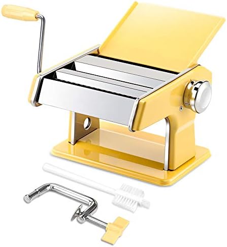 elabo Pasta Maker Machine - Stainless Steel Roller and Cutter- 7 Adjustable Thickness Settings Noodles Maker with Hand Crank, Perfect for Spaghetti, Fettuccini, Lasagna or Dumpling Skins