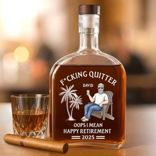 Living The Retired Life - Coworker Personalized Custom Whiskey Bottle - Appreciation, Retirement Gift For Coworkers, Work Friends, Colleagues