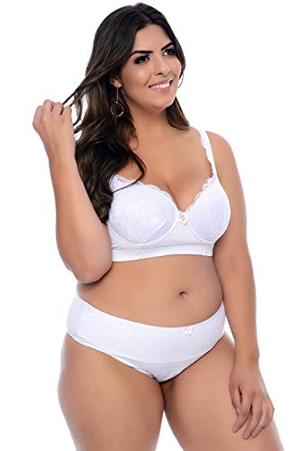 Conjunto Lingerie Plus Size Branco Rendado Queen-48