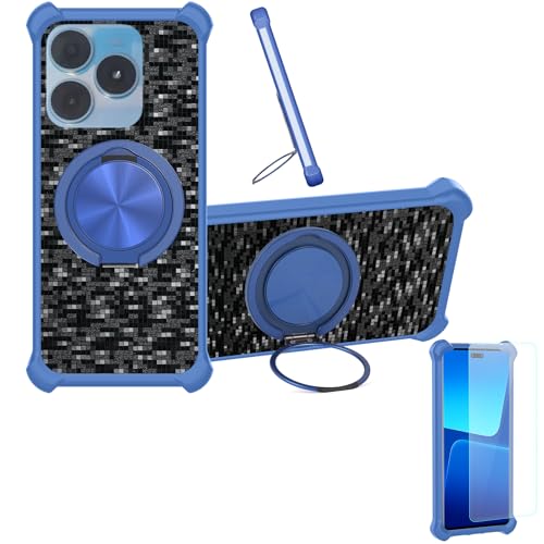 Kinetijy Case Compatible for Corn Coco 10 Ultra 4g Phone Case Cover [with 1* Tempered Glass Screen Protector] Hybrid Case[360°Ring Support, Magnetic] CX-13-LAN