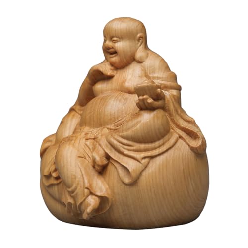 Ornement Maitreya Bouddha bois jaune pour chasser le stress et décorer votre bureau