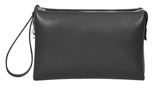 Sac de voyage noir homme en cuir véritable et sa pochette sécurité à code