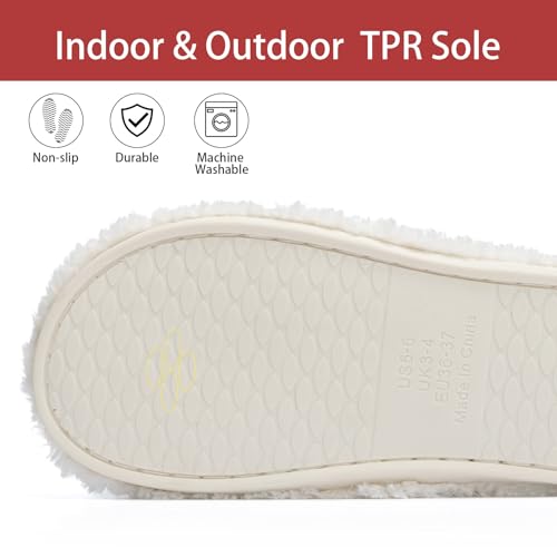 Image of GOEWY Fuzzy Open Toe Slippers for Women Indoor Cozy Memory Foam Slip On House Slides Shoes Gifts for Womens Her Mom
