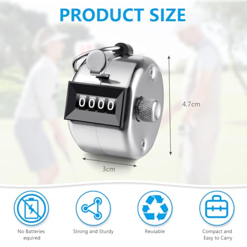 flintronic 4 Stücke Handzähler Zähler, Metall Zähler, Manuelle Klicker, 4 Stellige Zähler Fingerzähler, Mechanischer Handzähler für Personenzähler, Golf und Schule Sport
