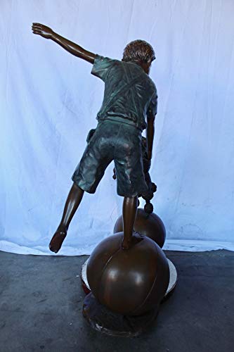 Estatua Jardin Niño y Perro en Equilibrio de Bronce Grande miniatura 6