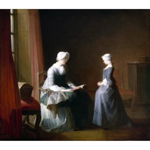 Reproduction d'art sur toile Chardin La bonne éducation grand format 76x101