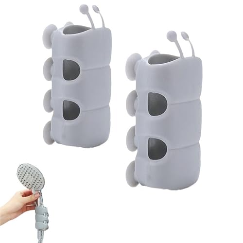 Soporte de silicona para cabezal de ducha, soporte universal de ventosa para cabezal de ducha reubicable, soporte de ducha ajustable para baño sin perforación (gris (2 piezas)