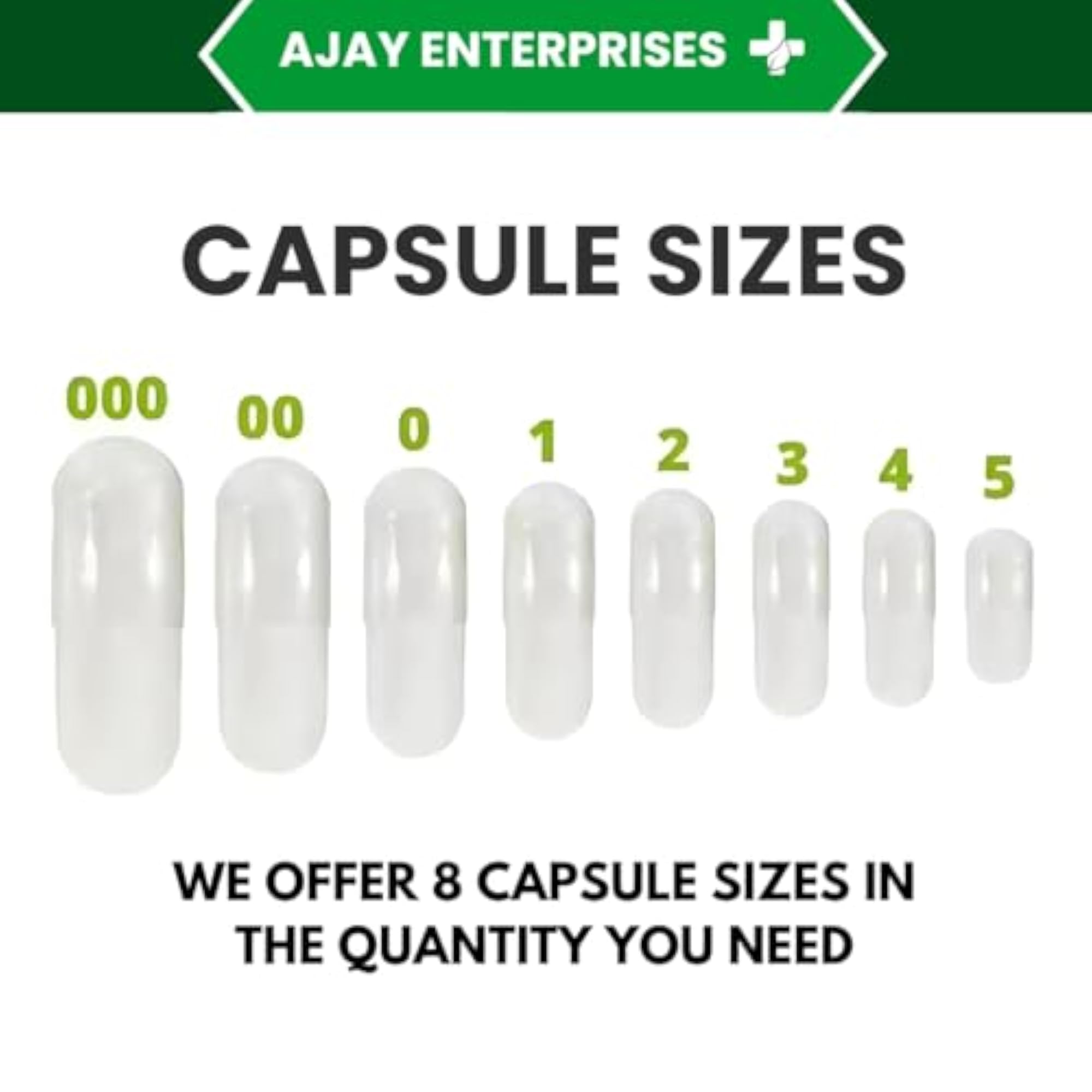 Ajay Enterprises Empty Gelatin Capsules, Size 0 (Pack of 2000)