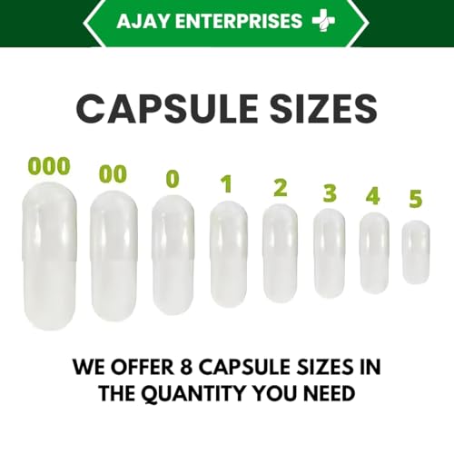 Image of AJAY ENTERPRISES Empty Gelatin Capsules, SIZE 0 (500 MG) (Pack of 500) (CTCT, SIZE 0 (500 MG))