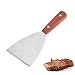Spatule Barbecue Manche Bois Spatule Rectangulaire Spatule Plancha en Acier Inoxydable Spatule pour Barbecue pour La Cuisine Maison BBQ Steak de Pizza Aux Crêpes 1 Pièce