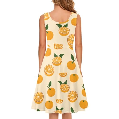 Image of Women's Casual Loose Sundress Midi Sleeveless Crewneck Dress Summer Beach Tank Dress with Pockets