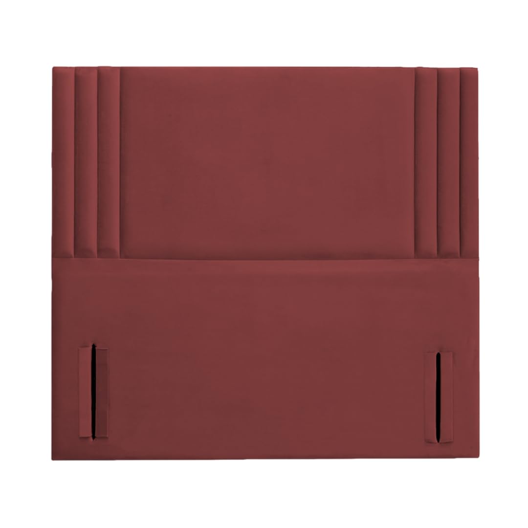 Divan Bed Floor Standing Headboard Rio Plush Velvet 50" Height Padded Lined Headboard (Burgundy, 4ft Small Double)
