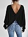 SweatyRocks Women's Criss Cross Round Neck Pullover Sweaters Long Sleeve Loose Cut Out Back Knit Tee Tops Backless Shirts Black Large