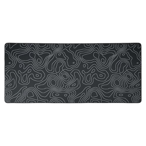 Image of Saco XXL Gaming Mouse Pad for PC - Large Desk Mat 900x400x3mm, Extended Non-Slip Rubber Base, Waterproof Surface, Topographics Design, Big Keyboard Mouse Pad for Office & Home Setup
