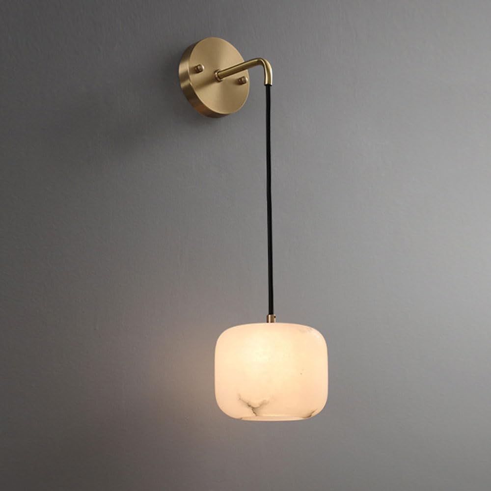 GUOGUOSM Nordic Minimalist Style G9 Screw Wall Sconce, Natural Alabaster Wall Lamp, Hard Wiring Connection Indoor Wall Light, Bedside Corridor Dresser Decorative Lighting Fixtures