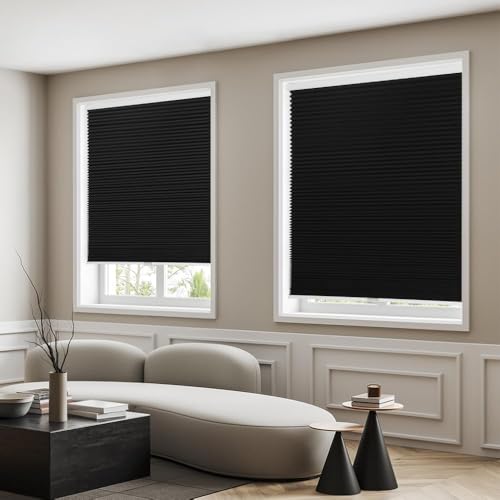 KCO Cordless Cellular Blinds Blackout Window Shades, Room Darkening Honeycomb Shades Blinds for Windows, Bedroom and Nursery 38" W x 64" L,(97W x 163H cm), Black by KCO - Image 7