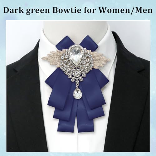 Image of Luckyvestir Womens Mens Bow Tie Ribbon Black Rhinestone Bow Ties Men Large Crystal Bowknot Bowtie for Wedding Party Banquet