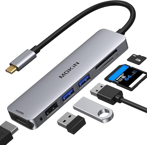Image of USB C to HDMI Adapter, 6 in 1 MacBook Pro Adapter USB C Hub 4K@60Hz for MacBook Pro 2020-2016, MacBook Air 2020-2018, Ipad Pro 2020