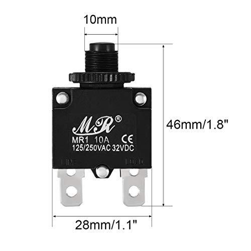 Uxcell 5Pcs Thermal Overload Protector Ac 125/250V 10A Push Button Reset Circuit Breaker #TOP2