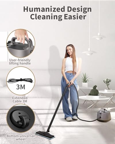 Image of Portable Steam Cleaner, 293F 58 PSI Powerful Multipurpose Handheld Steam Mop, 21 Attachments, 50Oz Capacity, Heavy Duty Steamer for Carpets, Floors, Cars, Tiles, Crack Cleaning, Turquoise