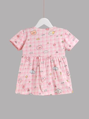 Image of HELLCAT 100% Cotton Baby Frock Dress for Girls - Pack of 3, Soft & Trendy, Short Sleeve