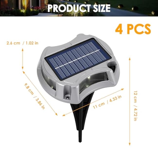 AOZBZ 12 Pack Solar Driveway Deck Lights, IP68 Waterproof Solar Dock Lights with 10 Lighting Modes, Outdoor Road Markers for Walkway Ground Sidewalk, Outside Stair Step Lighting