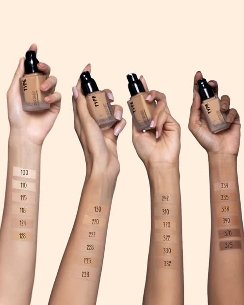 TYPE BEAUTY INC. Calm On Long Lasting Foundation with 12-Hr Wear | Soothing Oat & Amino Acids | Blendable Foundation For Makeup | Light Coverage for a Flawless Look | For Women - Cinanmon (338) | 30ml