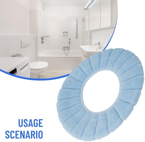 Acrylic Toilet Seat Pad – Washable, Soft & Warm Cushioned Cover for Round and Oval Seats, Stretchable 30x30 cm, Reusable Bathroom Warmer Mat(Blue) — view 6