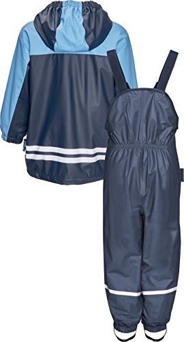 Playshoes Unisex Kinder Regen-anzug Mit Fleece-futter Warmer Wasserdichter Matschanzug Regenbekleidung, Marine, 116 EU