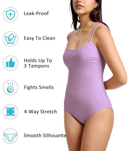 Image of Beautikini Period Swimwear One Piece Leakproof Swimsuit Menstrual Tummy Control Bathing Suit for Teens Girls and Women