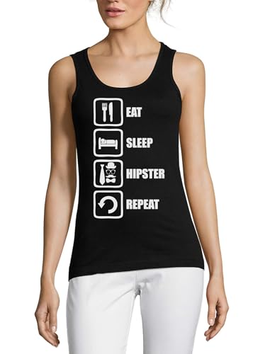 Camiseta sin mangas de algodón Atspauda negra fresca contra el calor de mujer