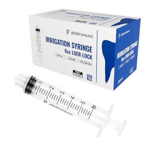 100 6ml Luer Lock Syringe without Needle, Disposable Luer Slip Tip Syringes - Non-Sterile, Latex-Free Plastic Dispenser by PlastCare USA