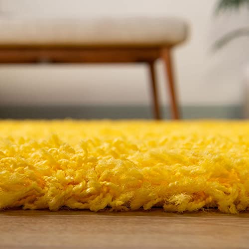 Unique Loom Solid Shag Collection Area Rug (2' X 6' 5" Runner, Tuscan Sun Yellow) #TOP3
