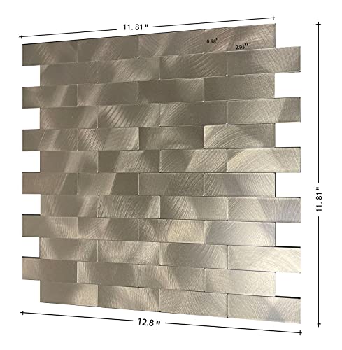 Xuaniny Peel And Stick Tile Backsplash For Kitchen Bathroom Self-Adhesive Metal Aluminum 3D Wall Sticker (11.81"X11.88"，5 Sheets, Bronze) #TOP3