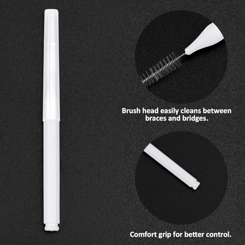 Image of Patelai 100 Pieces Braces Dental Brush for Cleaner Interdental Toothpick Dental Tooth Flossing Head Oral Hygiene Flosser Toothpick Cleaners Tooth Tool(White, Light Pink,Multiple Sizes)