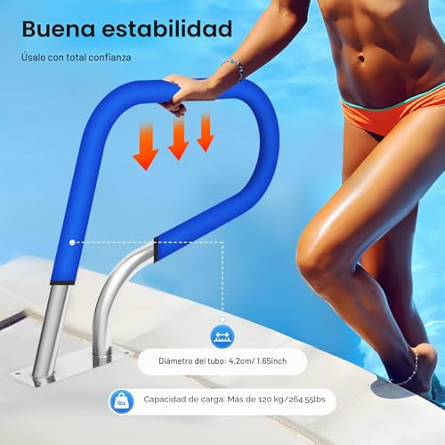 Miniatura 3 de Barandilla Para Piscina, Pasamanos De Acero Inoxidable En Diseño De U Con Accesorios Para Piscina, Pasamanos De Escalera De Piscina Portátil Antideslizante Para Piscinas, Parques Acuáticos 81 X 58