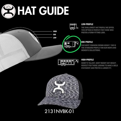 Image of HOOEY Ash Flexfit Fitted Hat - Mid Profile 6-Panel Stretch Fit Everyday Casual Comfort Fitted Cap for Men and Women