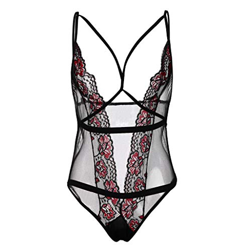 cinnamou Sexy Dessous Damen, Unterwäsche Damen Sexy Spitze Bodysuit Schlafanzug, Negligee Reizwäsche Sexy Tiefer V-Ausschnitt, Verstellbaren Träger Verkreuzte Rücken cinnamou Sexy Dessous Damen, Unterwäsche Damen Sexy Spitze Bodysuit Schlafanzug, Negligee Reizwäsche Sexy Tiefer V-Ausschnitt, Verstellbaren Träger Verkreuzte Rücken