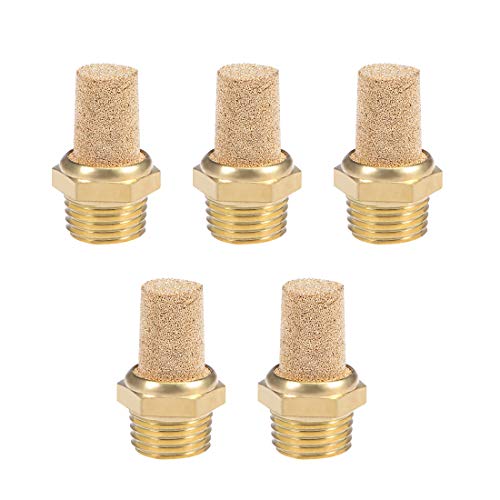 uxcell 1/4 PT Sintered Bronze Exhaust Muffler with Brass Body Protruding 5pcs