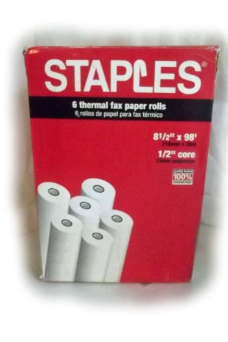 Staples Thermal Fax Paper, 98' roll x 1/2