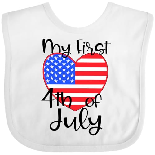 inktastic My First Fourth Of July- American Flag Heart Baby Bib