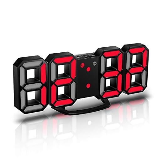 CENTOLLA Reloj Despertador Digital 3D LED, Reloj de Pared, Reloj Digital, Temporizador, Reloj Despertador LED 3D con 3 Niveles de Brillo, Luz Nocturna Regulable, Función de Despertador para la Cocina
