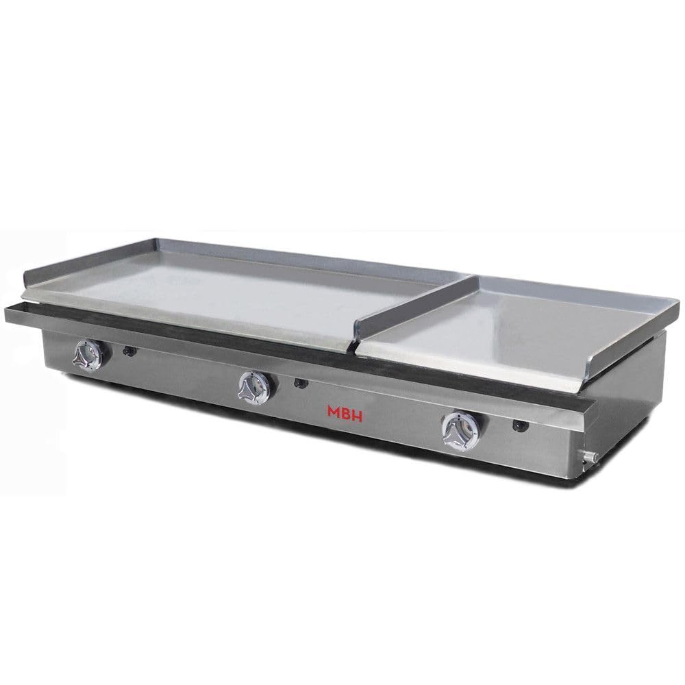 MBH - Plancha à gaz industrielle 800 x 400 + 400 x 400 mm économique pour hôtellerie. Fry Top deux zones professionnelles en acier laminé pour bar et restaurant.